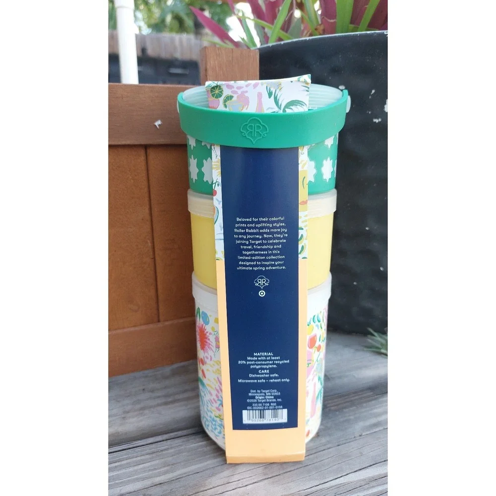 NWT RARE Roller Rabbit x Target Snackle Stack 3 Container Snack Holder BPA Free